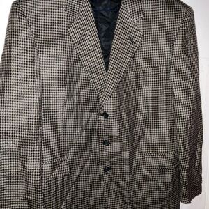 Zylos Men's Houndstooth Blazer - Black and tan size 48R